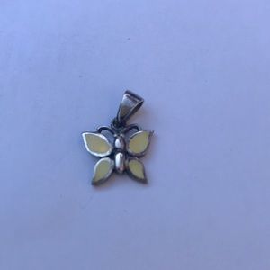 Yellow wings butterfly pendant. Silver